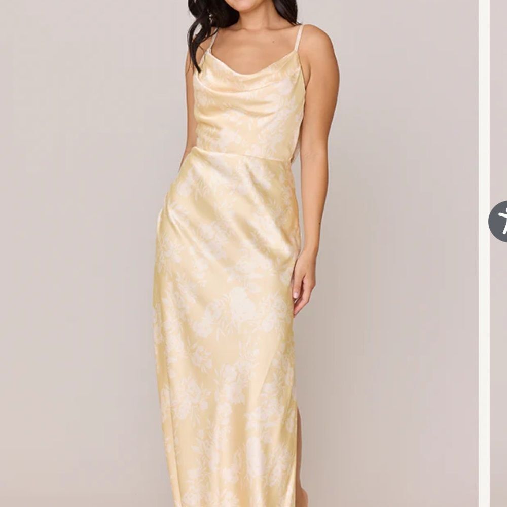 Revelry Pale Yellow Bouqet Bridesmaid Dress